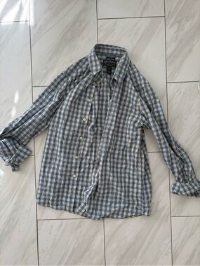 American Rag Blue and White Gingham Button-Down Shirt